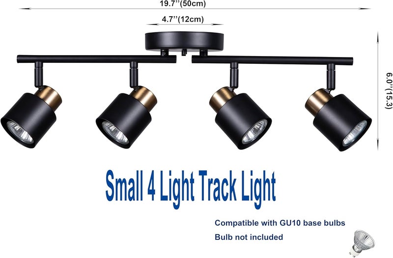 CRAFTRONOS 4 Light Track Lighting Kit, Matt Black Brass Finish Adjustable with Moden Flush Mount Ceiling Spotlight for Kitchen,Living Room,Home Improvement - Image 3